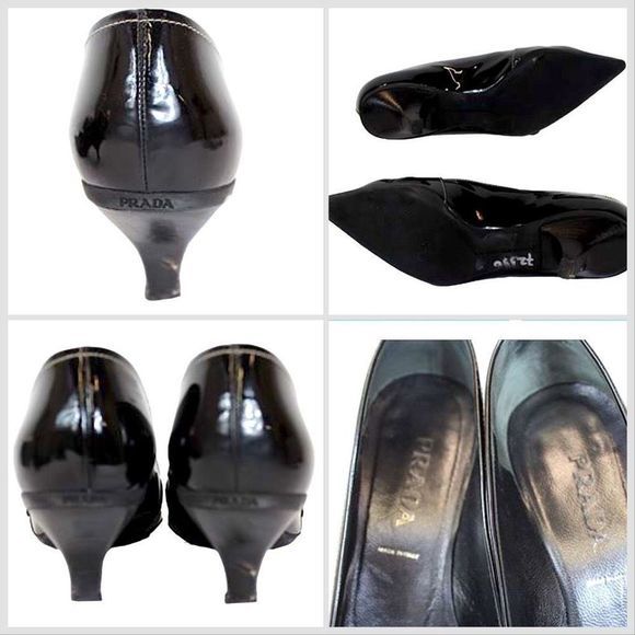 VNTG Prada Vernice Black Patent Leather Kitten Heels  IOB — SZ US 6 / EU 36 - Picture 8 of 13